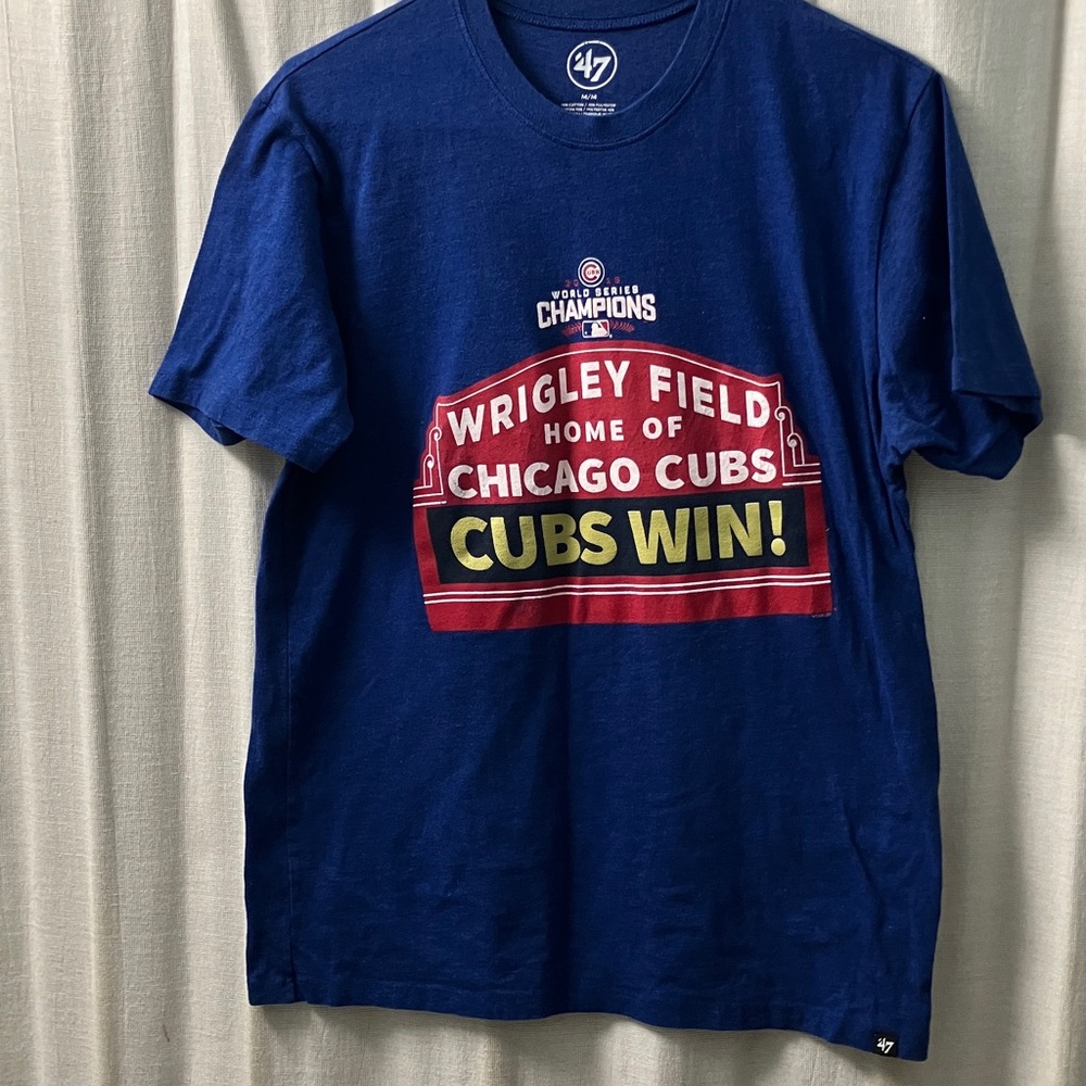 47 Brand 2016 World Series Cubs Win Blue T-Shirt EUC